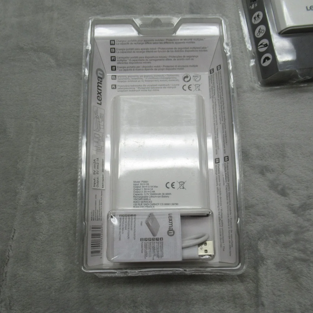Lexman Portable Power Bank 10400 mAh 3.1A Output Dual USB Charger White LOT OF 2